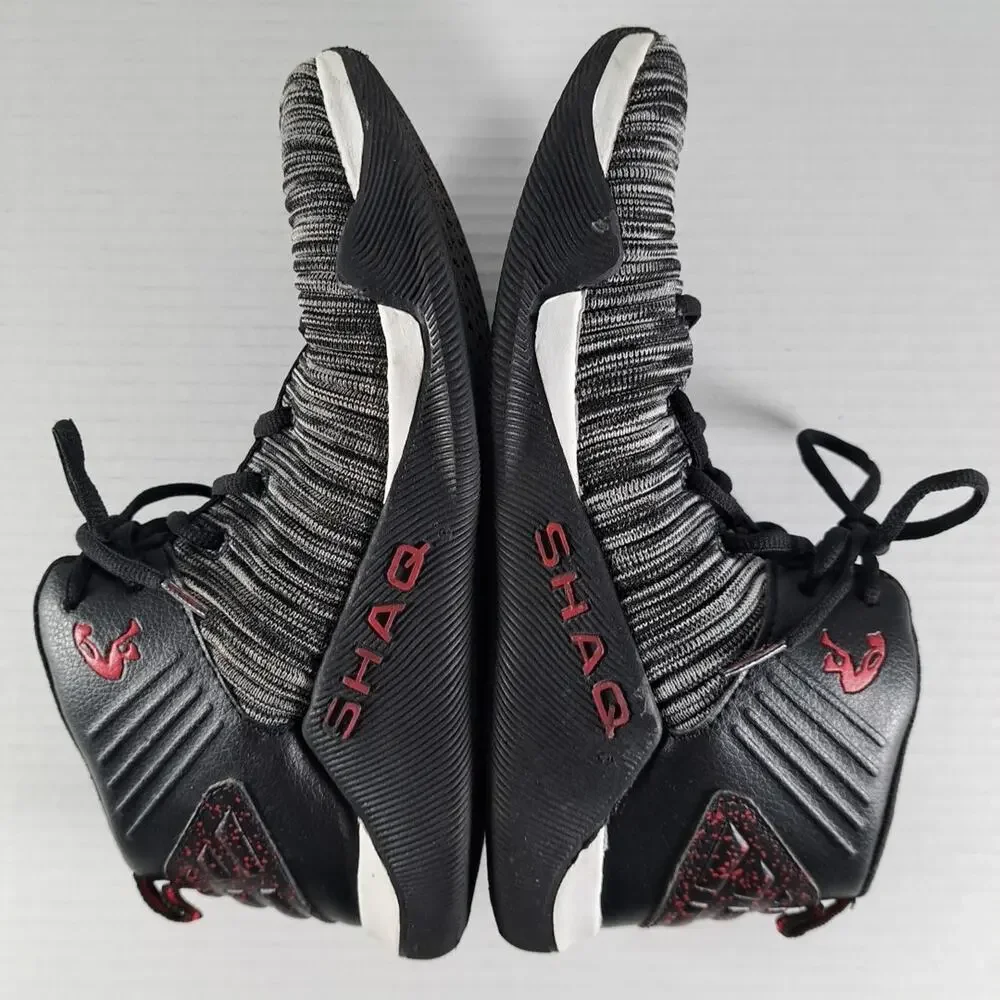 Shaq Dunkman Basketball Shoes Black White Knit High Top Boys 6 Non Marking Soles